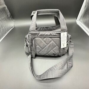Lug Rumble Crossbody Bag Grey Quilted Nylon Adjustable Strap Multiple Pockets